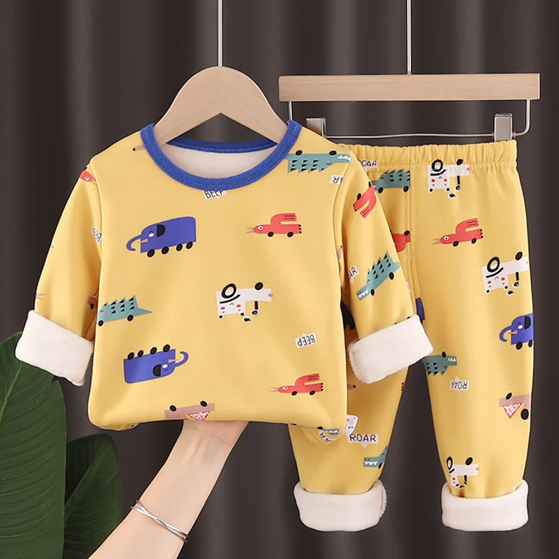 Girls Pajamas Winter Childrens Sleepwear Clothing Cotton-Sleeve Autumn Kids Boys New