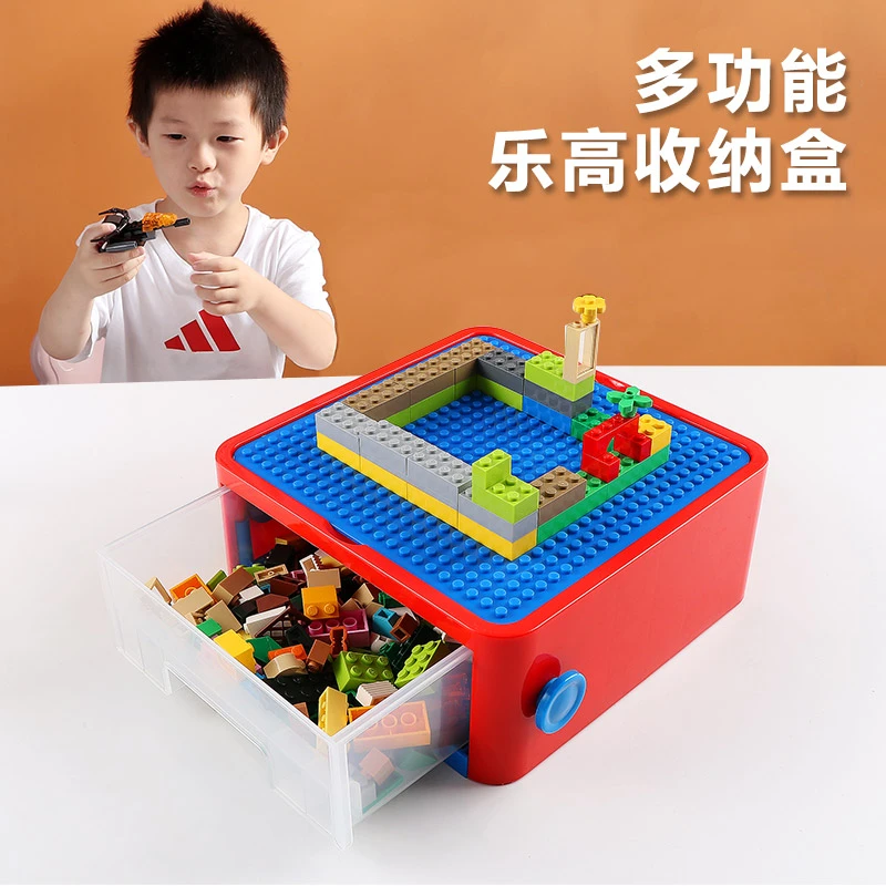 Caja de de bloques de ensamblada de plástico, organizador portátil de juguetes, Maleta, suelo de bloques de construcción de partículas pequeñas para niños|Cajas y recipientes de almacenamiento| - AliExpress