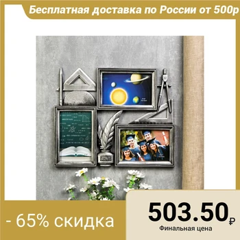 

Photo frame plastic for 3 photos 10x15 cm "Rulers and compasses" silver with white 28x34x3 cm 4785341