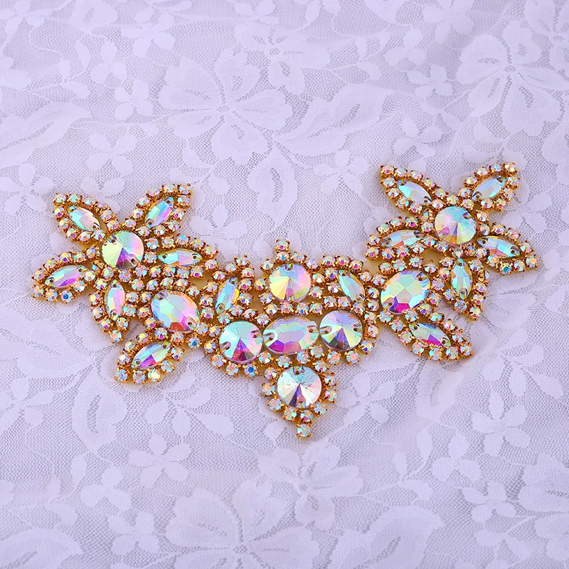 Sew On Glass Rhinestone Applique Accessory Crystals Stones Patches Clothes Wedding Evening Dress decoration art craft wing appliques