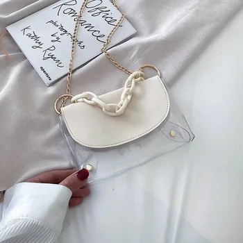 

Spring and summer bag female 2020 new wild ins transparent shoulder bag messenger small square bag chain bag