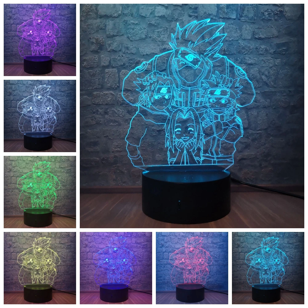 Generic Naruto Night Light 7 Color Change Led Touch Table Lamp Team