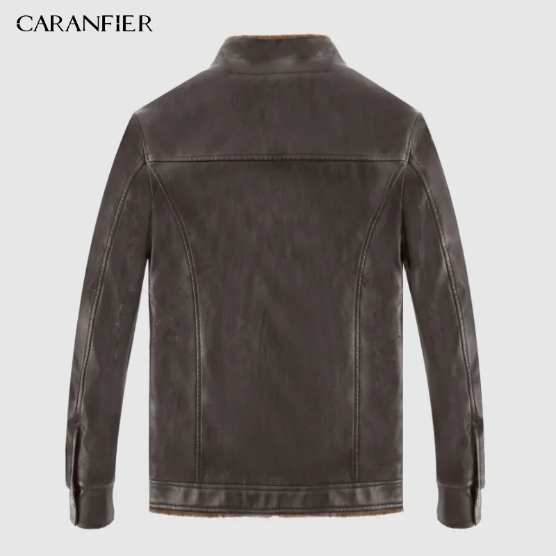 CARANFIER новая зимняя мотоциклетная мужская кожаная куртка мужская плюс бархатная ветровка ПУ куртки Мужская Верхняя одежда теплые бейсбольные куртки