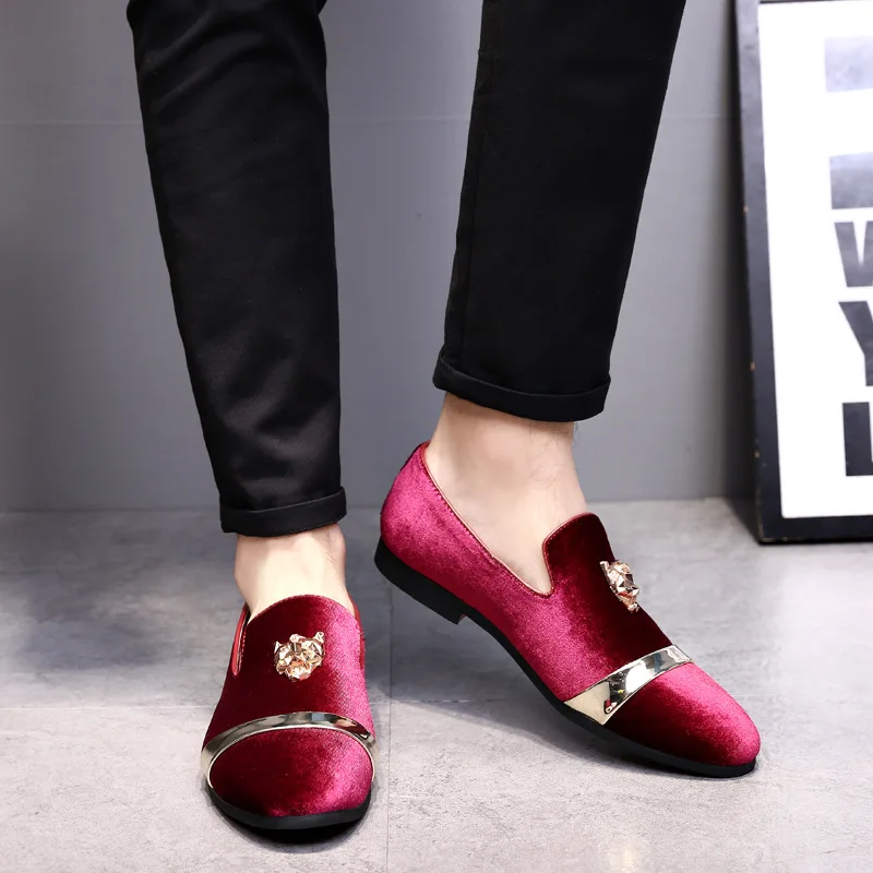 

2018 Autumn Cool Nubuck Leather Tiger Head New Style MEN'S SHOES Gold Buckle Loafers Fashion