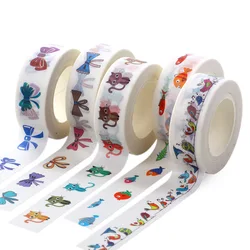 Ruban adhésif décoratif de couleur dessin animé, 1 pièce/ensemble, bande Washi de masquage, étiquette autocollante pour Scrapbooking, papeterie scolaire japonaise, Diy bricolage 