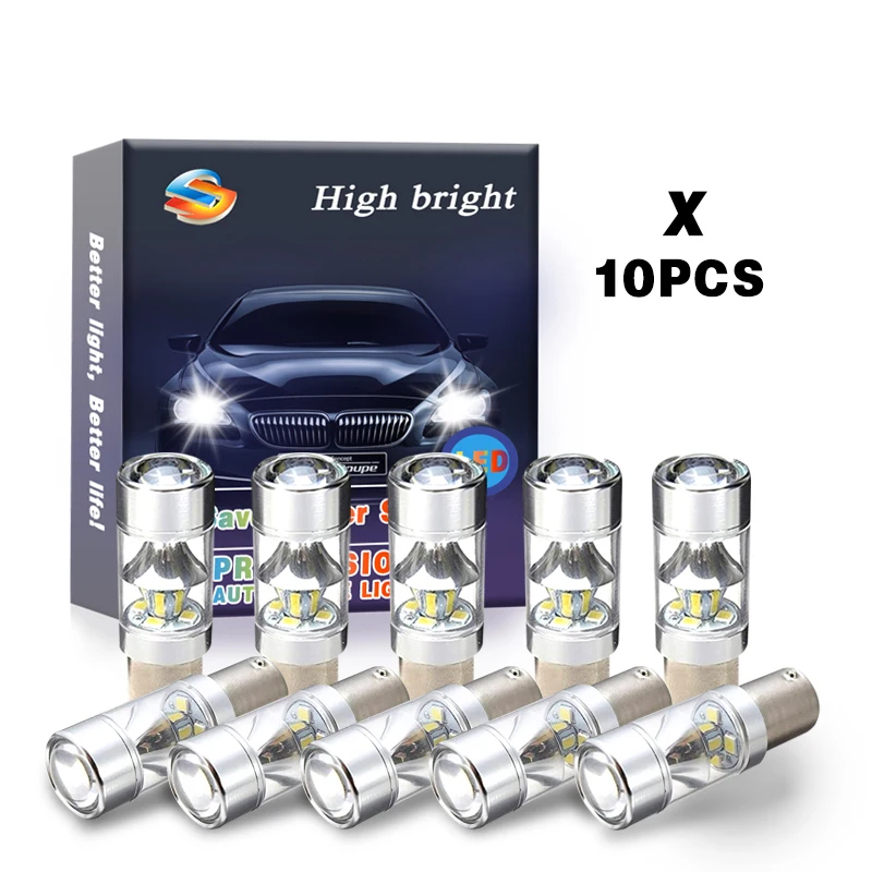 

10pcs 1156 2835 12SMD LED Car White Turn Reverse Brake Light 660LM DC 12-240V 6500K