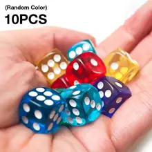 10 Pçs/set Jogo Dice Dice Set Transparente Conjunto De Mesa Jogos de Tabuleiro 16mm Cor Aleatória Do Partido Suprimentos Jogo de Dados Digitais Atacado