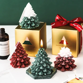 

Christmas Tree Aromatherapy Candle Handmade Scented Candle Tree Shape for Christmas Home Bedroom Desktop Decoration Gifts