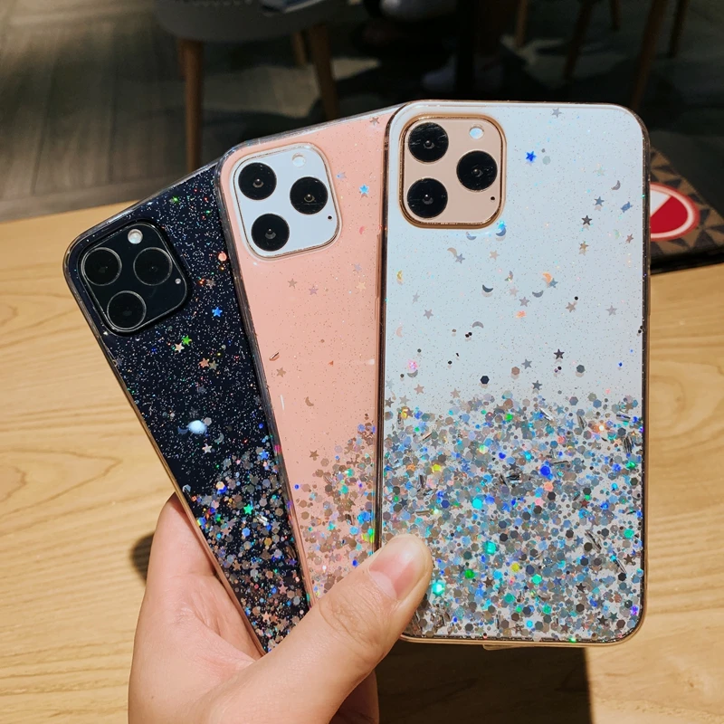 Блестящий Прозрачный мягкий силиконовый чехол для iPhone 6 6s 7 8 Plus X XS XR 11 Pro Max|Бамперы|