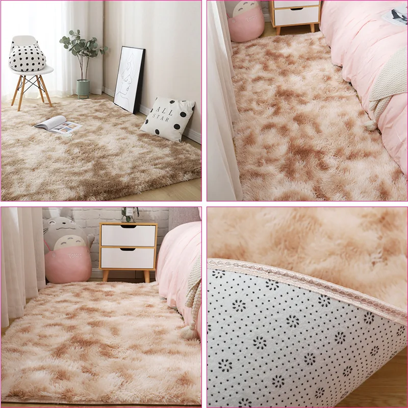 Grey Carpet Tie Dyeing Plush Soft Carpets For Living Room washable personality Dyeing Plush Carpet Rug Anti-slip Floor Mats Rugs