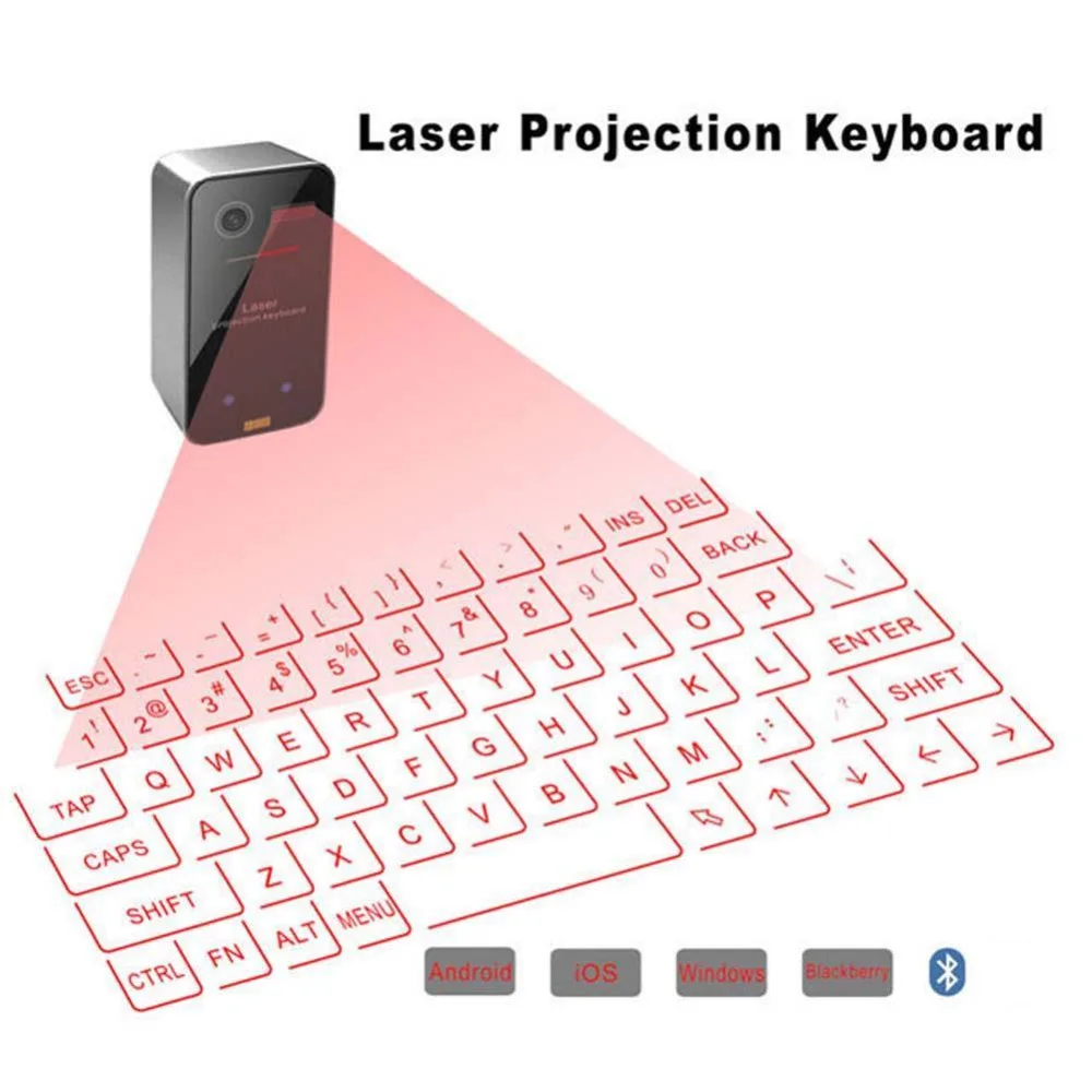 Portátil do Bluetooth Laser sem Fio Teclado com Função de Mouse para Iphone Projetor Teclado Virtual Computador Tablet Telefone - Imagem 3