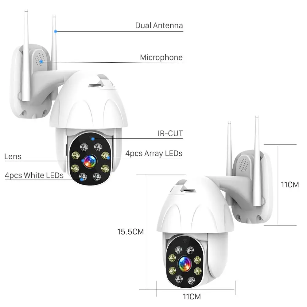 1080P Wifi IP камера беспроводная камера безопасности уличная 2MP HD камера наблюдения аудио Onvif 2MP ИК полноцветная камера ночного видения