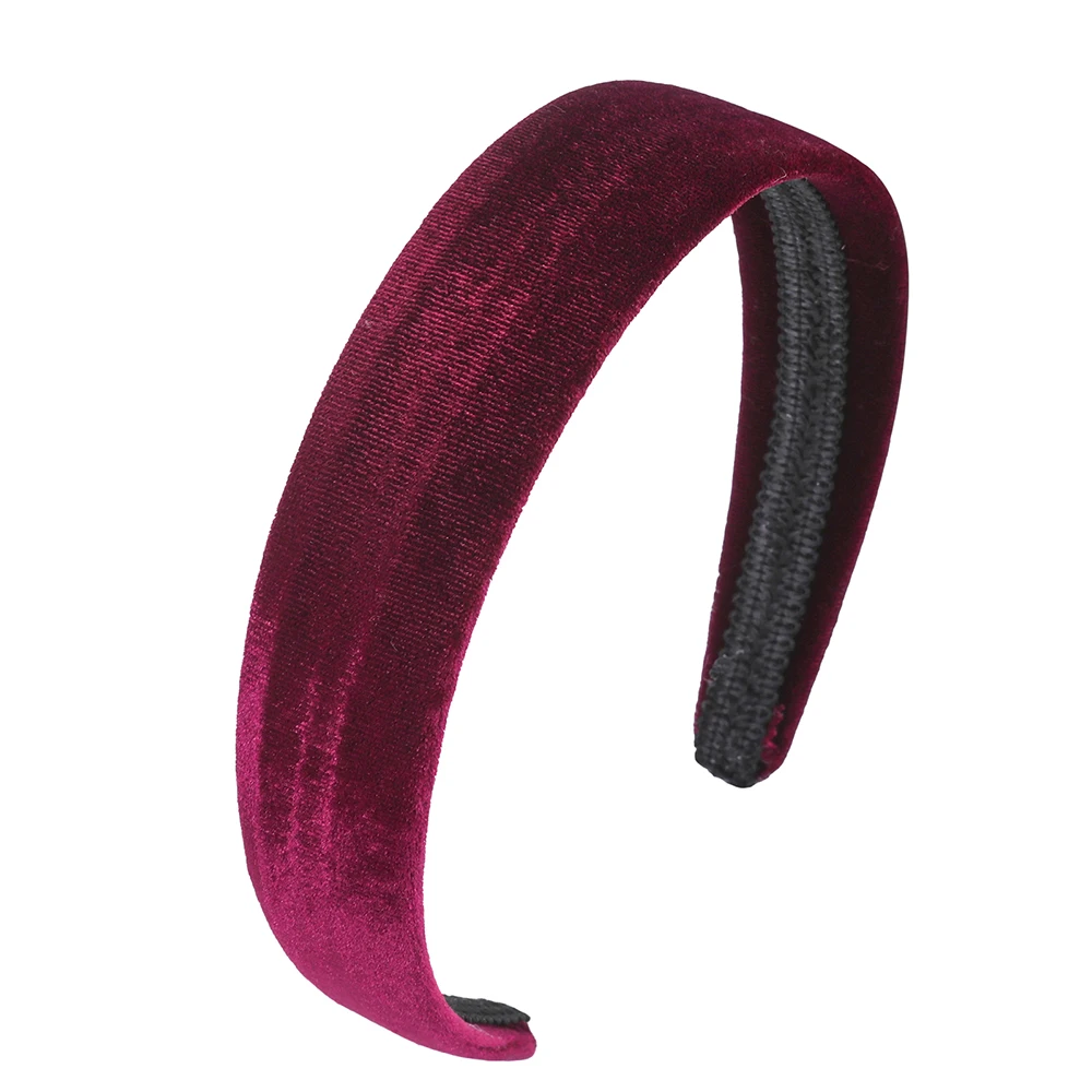 Wine Velvet Smooth Простые бархатные повязки на волосы, однотонные модные повязки с маленькими полями, элегантные аксессуары для волос для женщин, головные уборы - Цвет: Wine Velvet Smooth