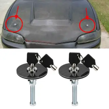 

Racing Engine hood pin lock Mount Hood Pins Key Real Carbon Fiber Overlay Car