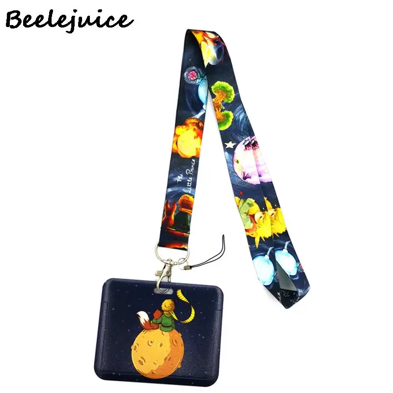 Little Prince Moon Fox Retractable Badge Lanyard Nurse ID Business Credit Card Work Badge Holder Office Student Clip Card Holder