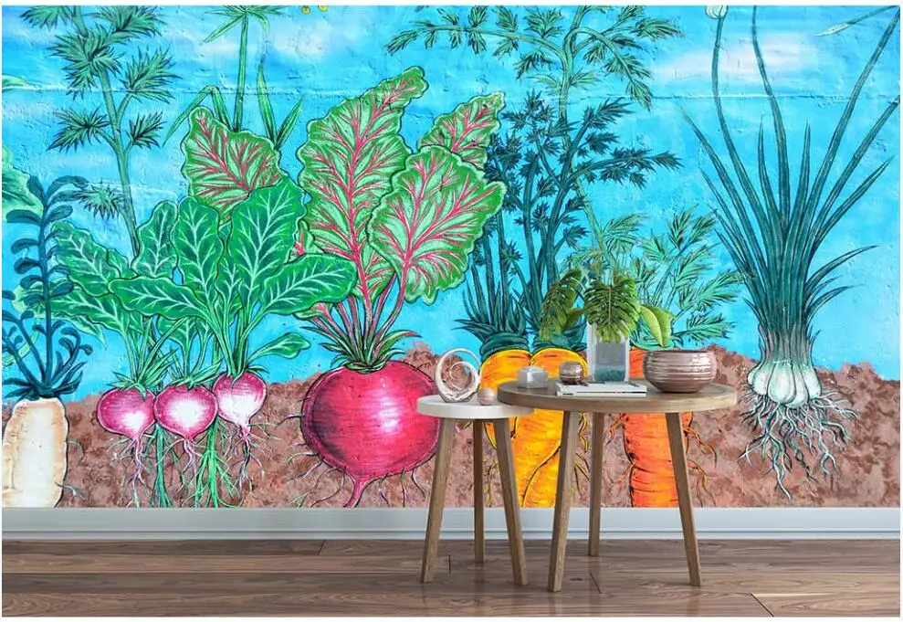 

Custom photo mural 3d wallpaper Hand drawn doodle vegetable root growth home decor 3d wall murals wallpapers for walls 3 d