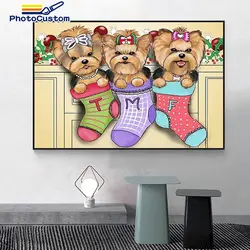 Peinture à l'huile par numéros de chien, Kits de bricolage, dessin mural, image d'art, cadeau de décoration de maison peint à la main 