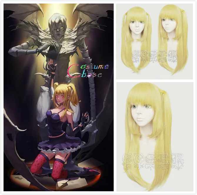 

Death Note Misa Amane Long Blonde Gold Straight Heat Resistant Synthetic Hair Cosplay Props Halloween Party + Free Wig Cap