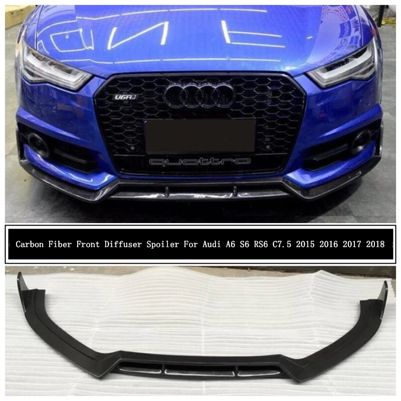 For Audi A6 S6 RS6 C7.5 2015 2016 2017 2018 Carbon Fiber Front Bumper Diffuser Lip Spoiler High Quality Car Accessories | Автомобили и