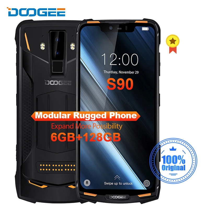 Смартфон DOOGEE S90 защищенный IP68/IP69K 6 18 дюйма 19:9 5050 мА · ч + 128 ГБ Android 8 1 NFC|Смартфоны| |