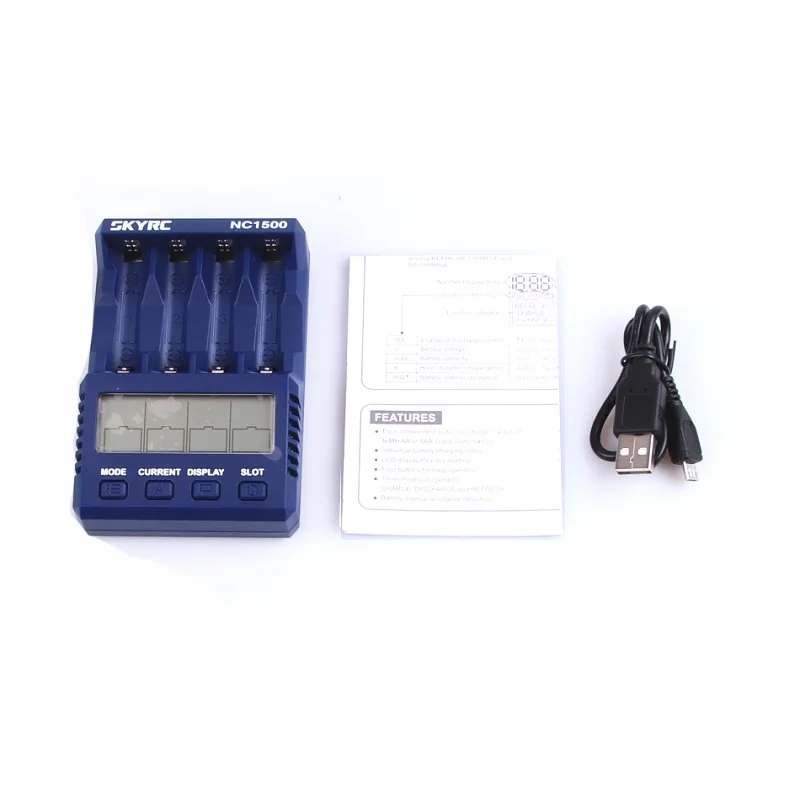 SKYRC NC1500 AA/AAA зарядное устройство и анализатор NiMH разрядка обновление 5 в 2.1A USB вход с ЖК-дисплеем 4 отдельных слота