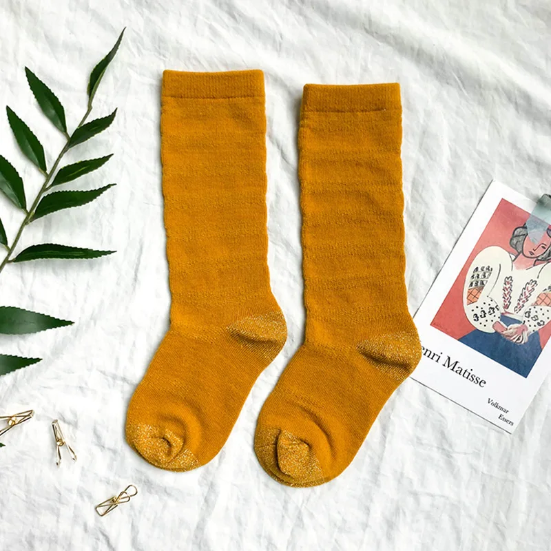 New Autumn Baby Boys Candy Stripe Color Socks Toddler Girls Winter Cotton Knitted Sock Children Knee Socks 1-8 Y Fashion