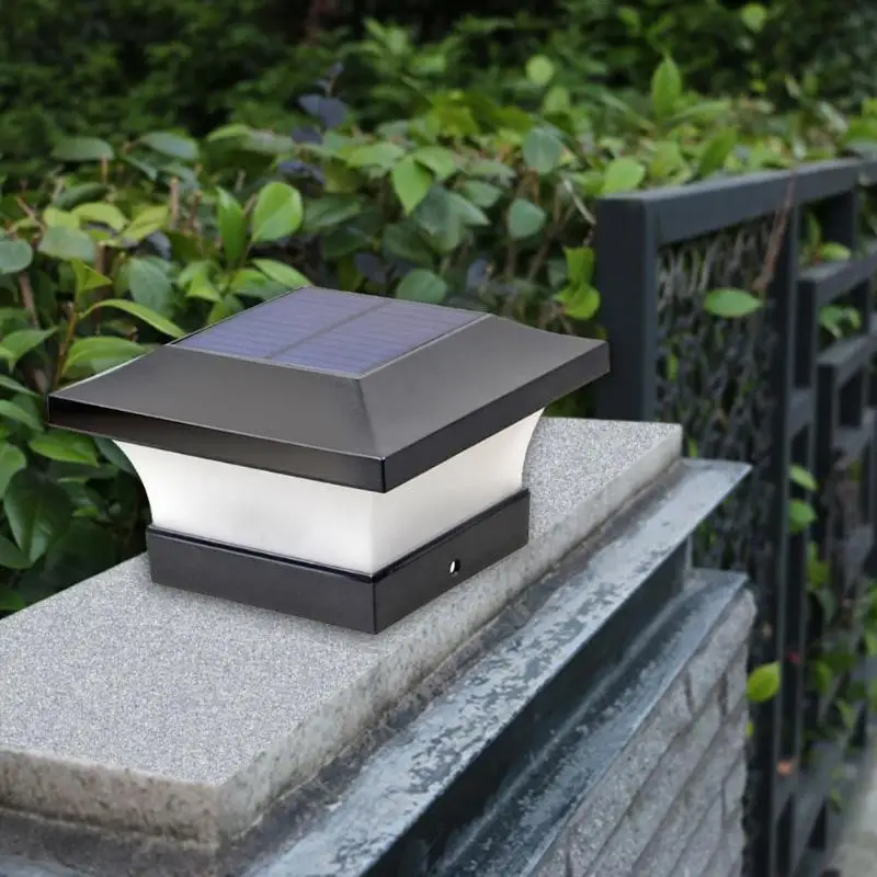 6 LEDs Solar LED Stigma Light Fence Light Wharf Lamp Waterproof IP65 Square Column Lamp Garden Courtyard Villa Decoration