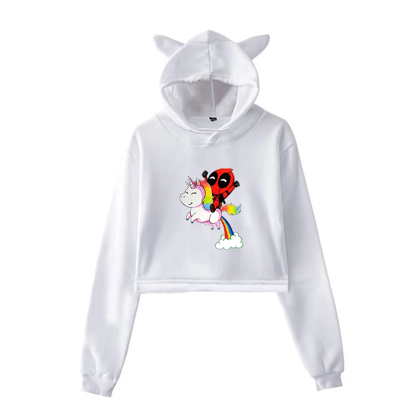 Kawaii Hoodie 12 Deadpool, женская мода, уличная одежда, толстовки для девочек-подростков, Харадзюку, Короткая Толстовка, осенняя, с круглым вырезом, теплая, с длинным рукавом, толстовки - Цвет: Kawaii Hoodie 12