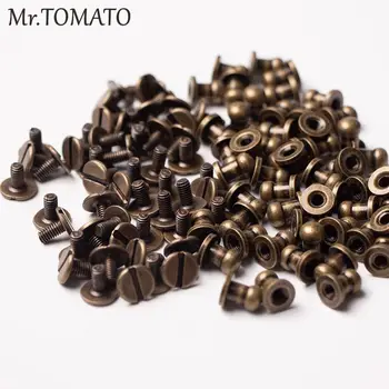 

Solid Brass Round Head Screw Studs Brass Button Nail Rivet Chicago Leather craft Accessories Buckle Fastener Sew 20 pcs/pack