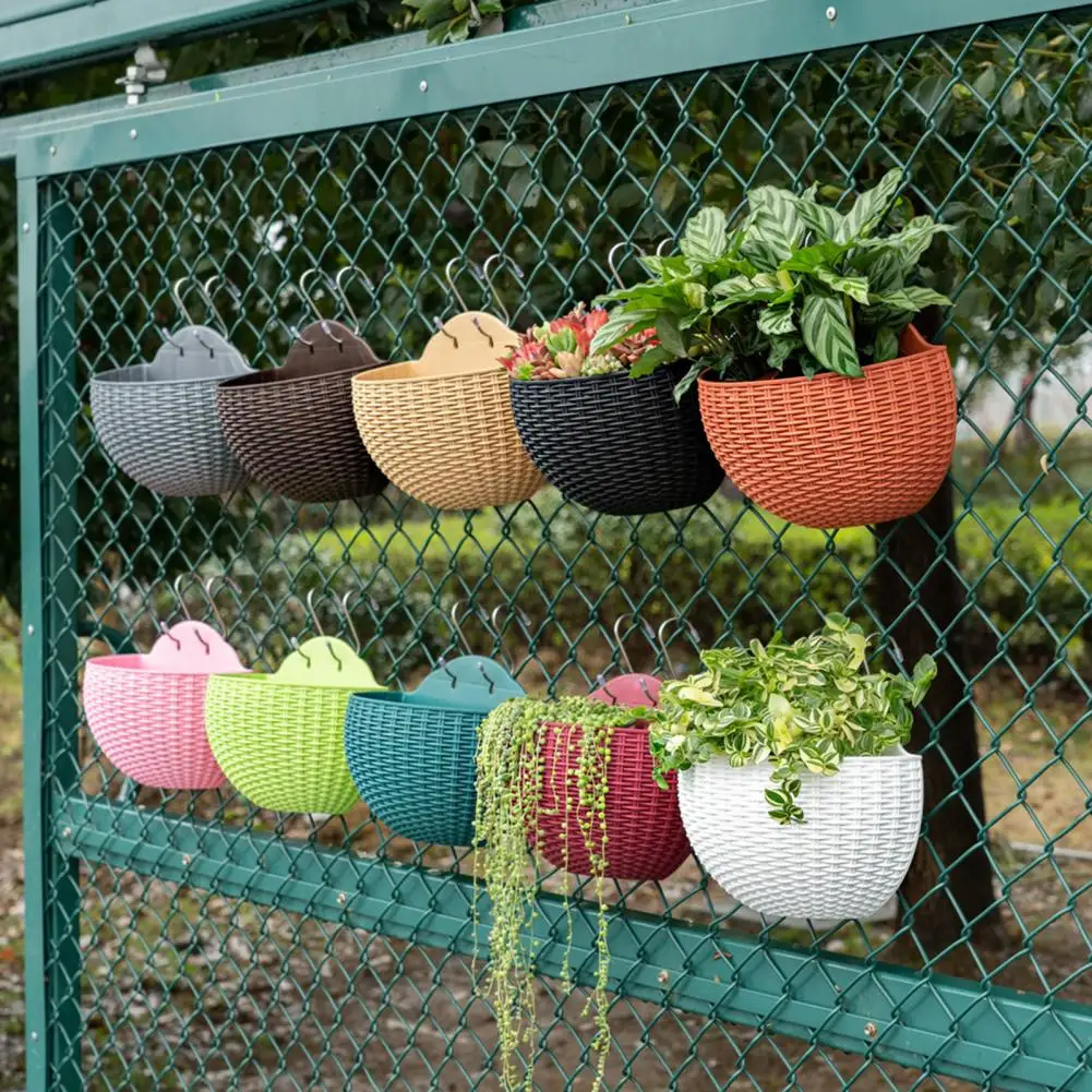 Flower Pot Wall-mounted Plastic Wall Hanging Basket for Outdoor Garden Balcony Planter Bucket Home Decor
