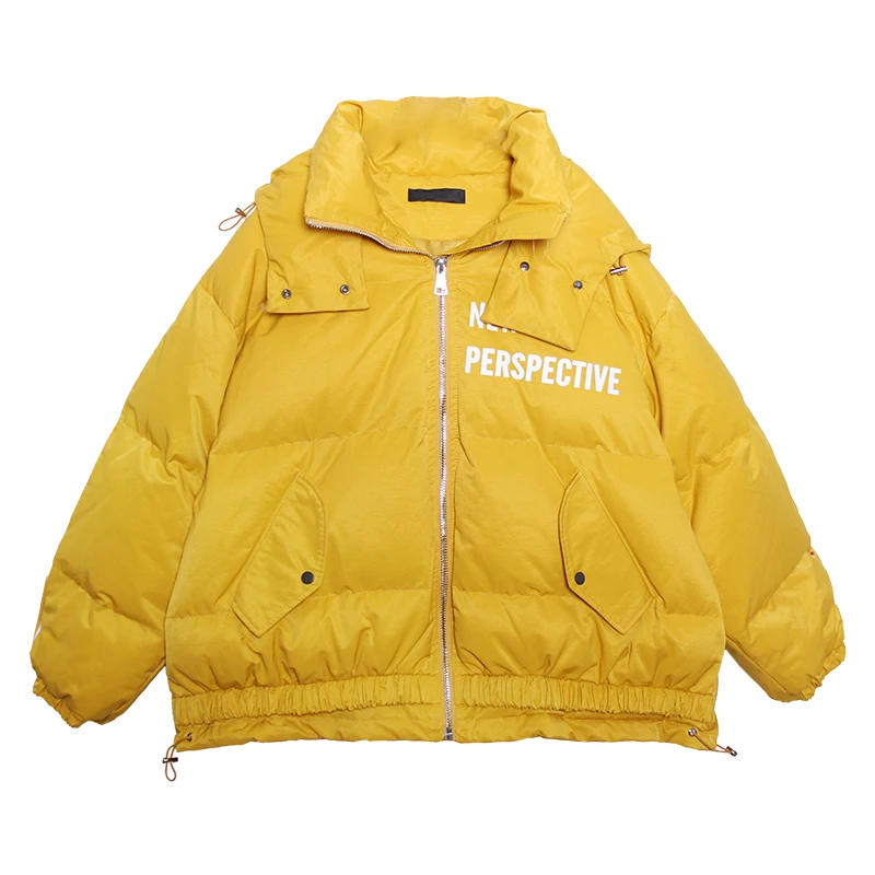 yellow DMY1777 XITAO Letter Printing Short Parka Thicken Hooded Winter Coat Women Plus Plus Size Loose Streetwear Women Clothes DMY1777 - Цвет: yellow DMY1777