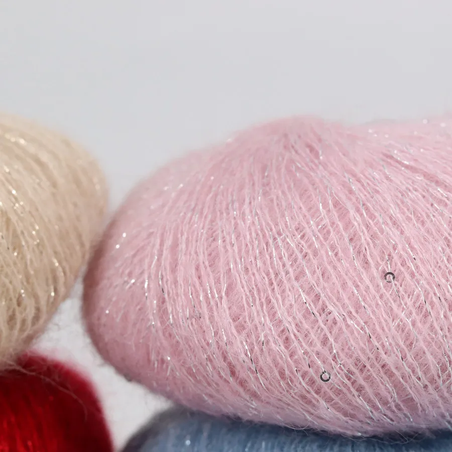 25G High Tenacity  Sequins Mohair Yarn Soft Thin Wool Yarn for Hand Knitting Silk Thread Fashion Spandex Yarns 5