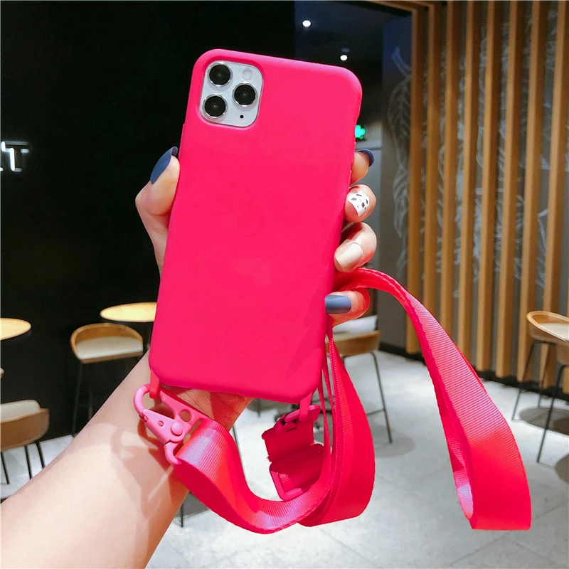 Shoulder strap lanyard Phone Case For iphone 12 13Pro 12Pro 11 11Pro Max X XR XS Max SE 7 8Plus Candy color soft silicone case Shoulder strap lanyard Phone Case For iphone 12 13Pro 12Pro 11 11Pro Max X XR XS Max SE 7 8Plus Candy color soft silicone case