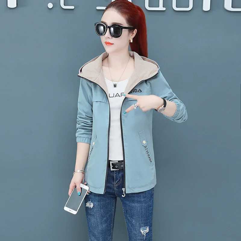 

Figure Rong Coat Women's Spring And Autumn Korean-style Trend of Fashion Casual Hooded Zipper Jacket Tops Women's