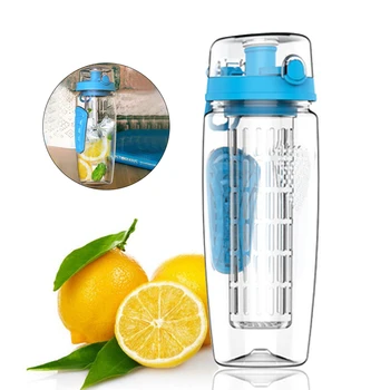 

32oz 946ml BPA Free Tritan Water Bottle Lemon Fruit Infuser Juice Shaker Sports Portable Drink Bottle For Camping Cycling Travel