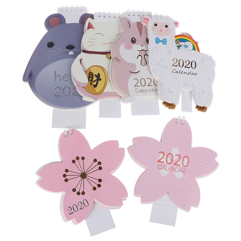 

2020 Cute Cartoon Mini Coil Table Calendars cute Desk Calendar planner agenda School Supplies