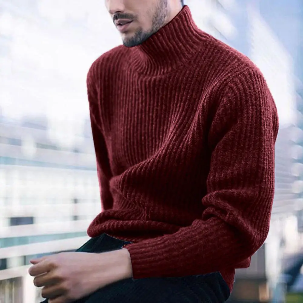 Men Casual Loose Turtleneck Sweaters Solid High Collar Striped Pullovers Knitted Sweaters Long Sleeve Warm Top Streetwear Cloth Men Casual Loose Turtleneck Sweaters Solid High Collar Striped Pullovers Knitted Sweaters Long Sleeve Warm Top Streetwear Cloth