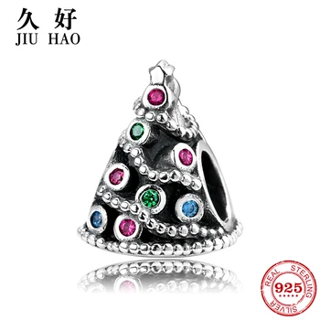

925 sterling silver charm Colorful Zircon Christmas Tree beads womens trendy 2018 Fit Original JIUHAO Charms Bracelet Jewelry