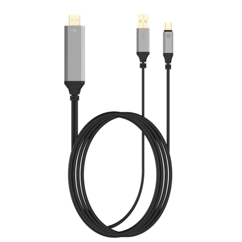 2M HD 4K USB 3,1 type-C к HDTV HDMI AV Кабель-адаптер для MacBook ///Pro IMac Pro USB C к кабель HDMI - Цвет: Black