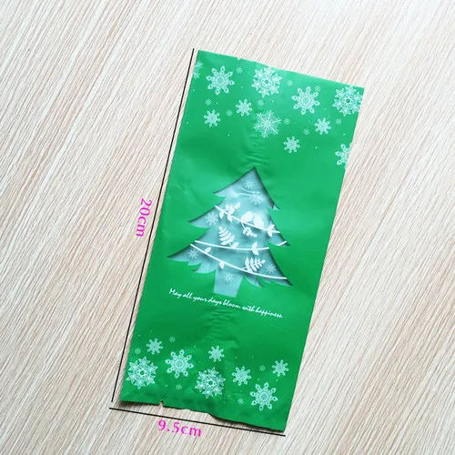10pcs green 10 шт. Красная Зеленая Рождественская елка пластиковая сумка в форме снежинки для печенья конфетные сумки веселая Рождественская вечеринка Подарочный пакет для детей рождественские принадлежности - Цвет: 10pcs green