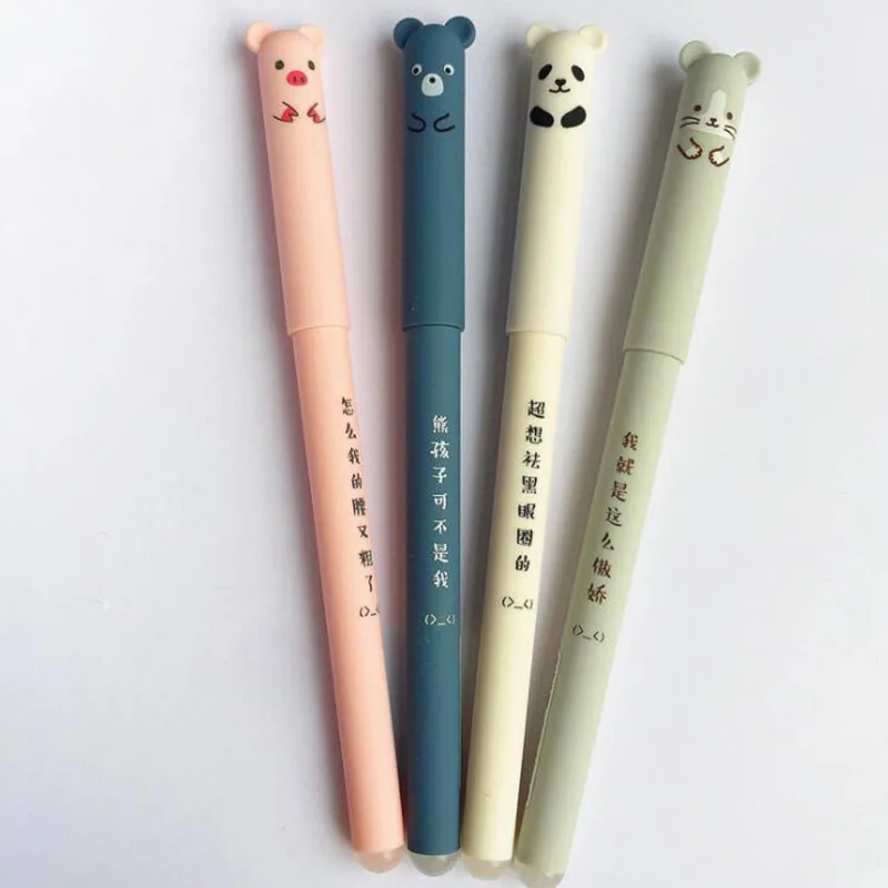 Милая мультяшная панда розовая мышь синяя стираемая с чернилом для гелевых ручек ручка для школы офиса канцелярские принадлежности школьные канцелярские принадлежности 4 шт
