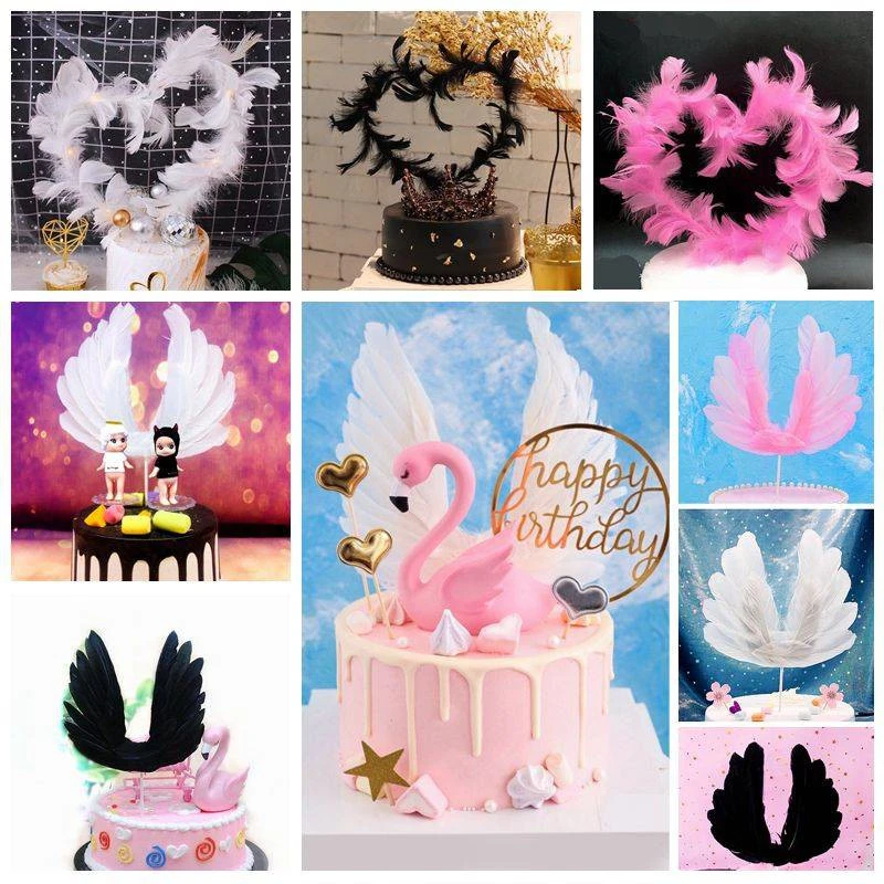 Plume Ange Ailes Bricolage Variete Amour Gateau Topper Mariage Saint Valentin Joyeux Anniversaire Fete Decoration Fournitures Filles Faveurs Aliexpress