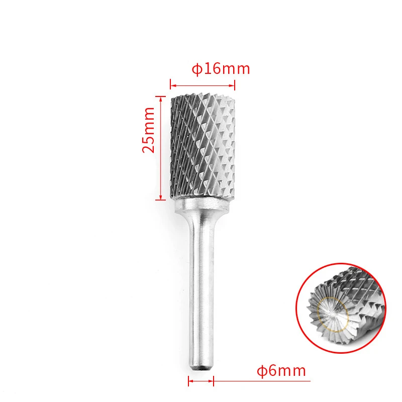 Твердосплавный бор 6 мм Диаметр хвостовика 16 мм головка с двойной насечкой Вольфрам карбидный ротационный файл режущие боры роторная дрель под давлением дробилки