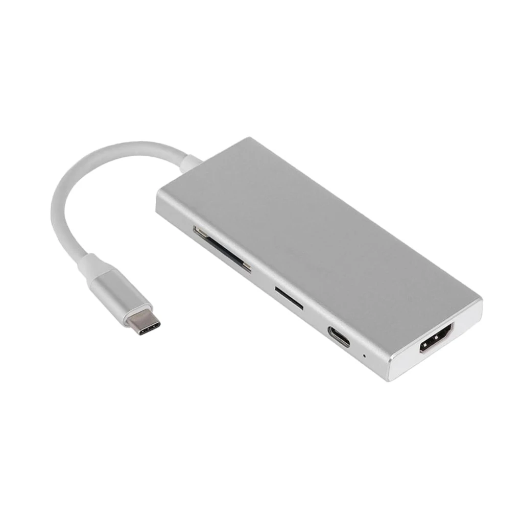 7 в 1 USB C концентратор с HDMI 4K выход слот для ТВ, 3 USB 3,0 портов для смартфонов, SD/TF карт ридер для ноутбука - Цвет: Silver