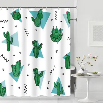 

Modern Fashion Nordic Shower Curtain Geometric Color Block Bath Curtains Bathroom For Bathtub Bathing Cover Extra 12 Hooks