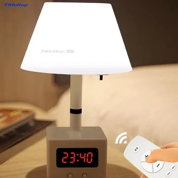 

Table Lamp Bed Lamp Rechargeable Table Light Remote Control LED Night Light with Clock 10 Level Brightness Desk Lamp with