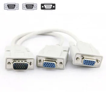 

10\\'\\' VGA Splitter Cable 1 PC To 2 Monitors Y 15-Pin Adapter 1x Male to 2x Female