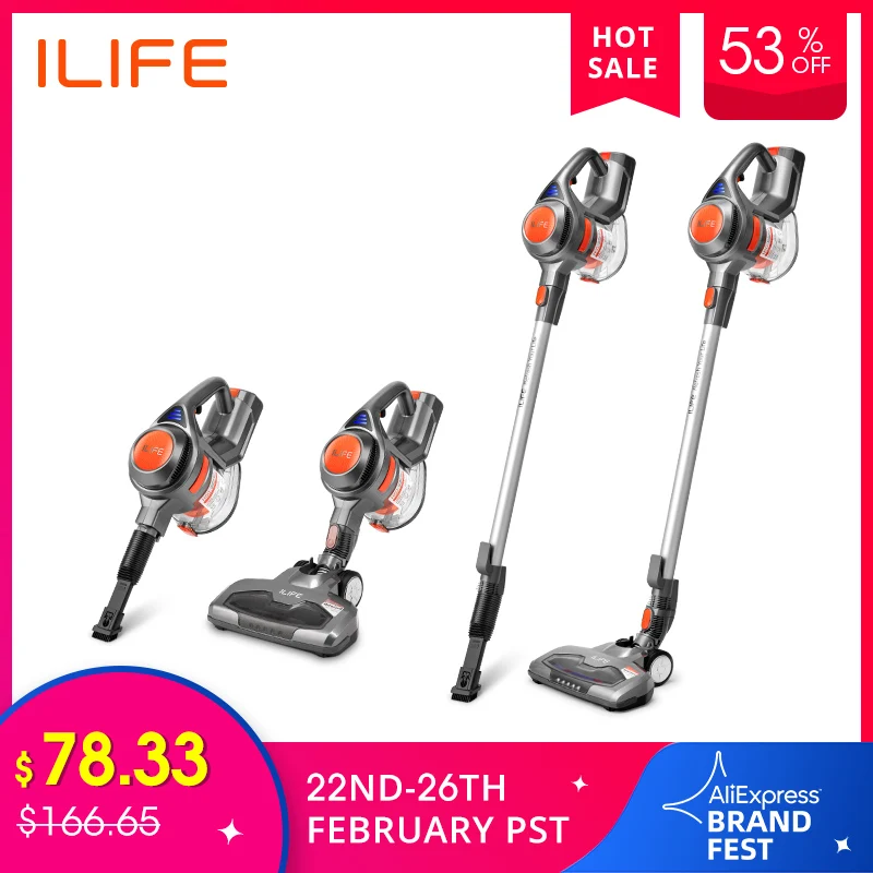 New Arrival ILIFE H50  Handheld Vacuum Cleaner 10000Pa Strong Suction Power Hand Stick Wireless Stick Aspirator 1.2L Big Dustbin