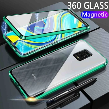 

360 Metal Bumper Magnetic Flip Case For Xiaomi Redmi Note 9 Pro 9s Note8 Note9 Pro Xiomi Note 9pro Global Tempered Glass Cover