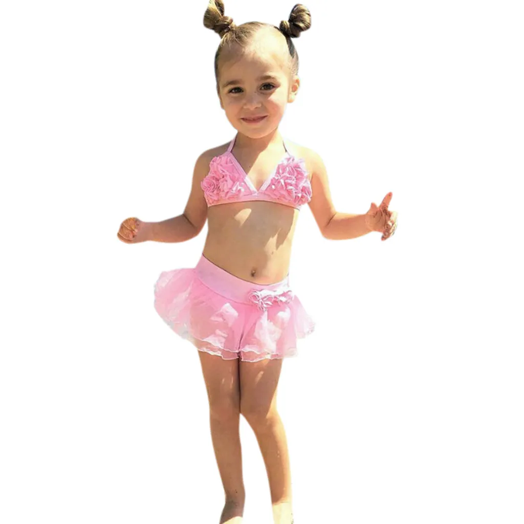 Детский купальный костюм; Новинка; летний детский купальник с цветочным принтом; купальник из тюля; одежда для купания; бикини; г.; одежда для купания для маленьких девочек